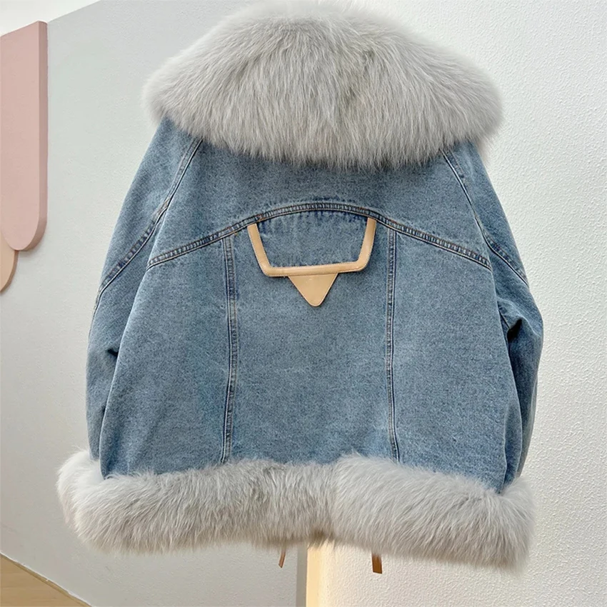 2023 Fashion New Autumn Winter Real Fox Fur Collar Thick Women Warm Coat 90% Goose Down Jacket Luxury Outwear New Female Coat