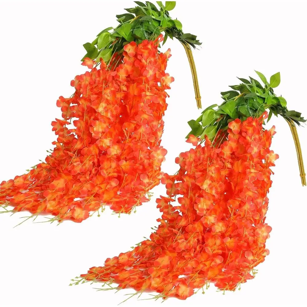 Orange Artificial Wisteria Hanging Garland for Wedding and Garden Decoration
