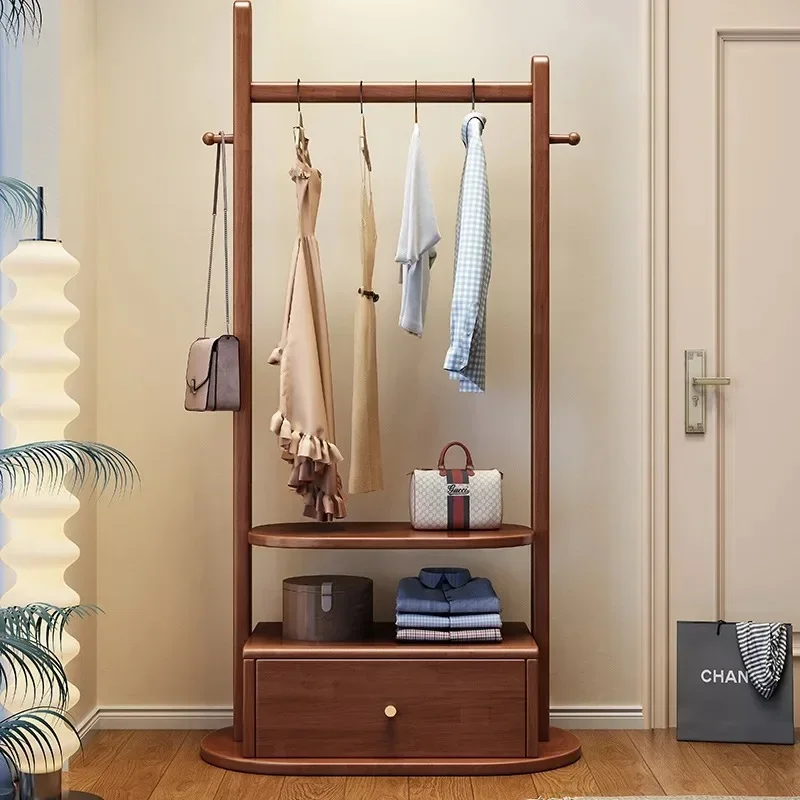 Coat rack Solid wood floor-to-ceiling bedroom hanger New Chinese simple household integrated storage