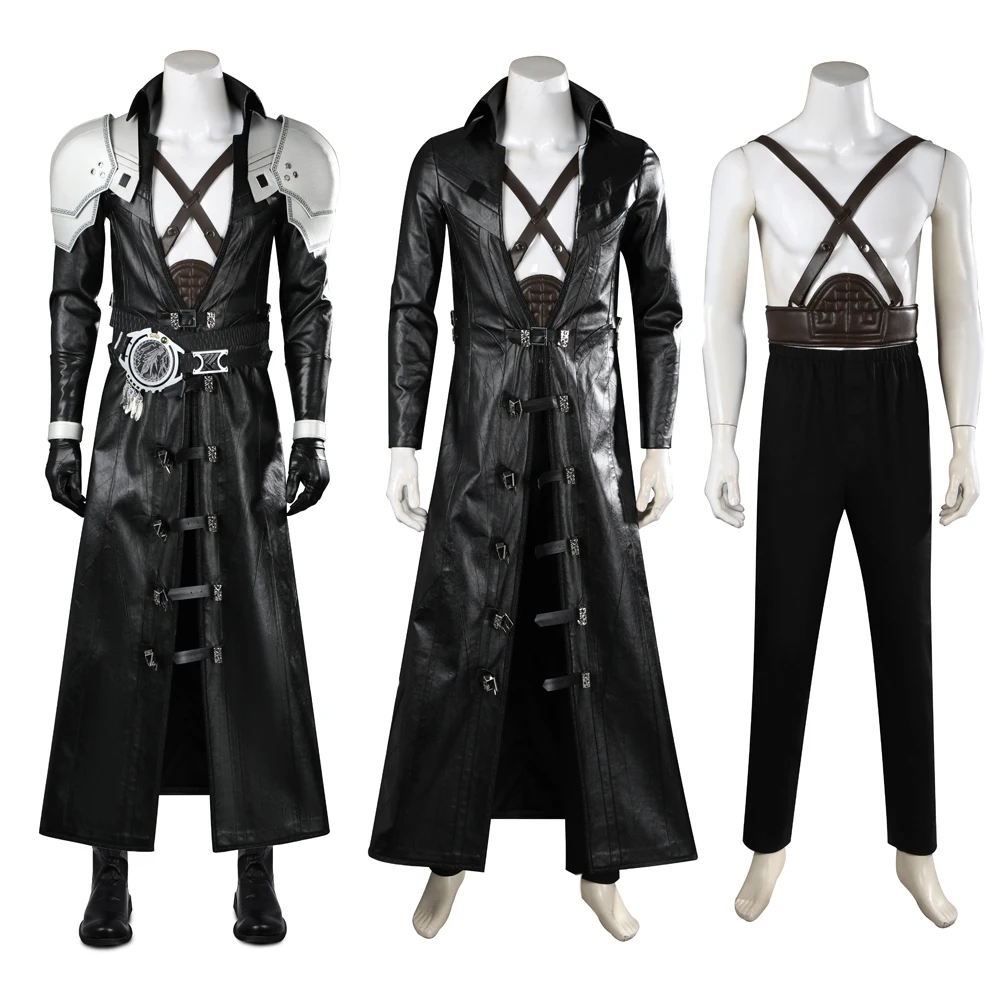 Costume de cosplay Sephiroth FF7 pour adultes, costume de jeu vidéo, tenue noire, sur mesure, édition de luxe, vêtements de fête d'Halloween