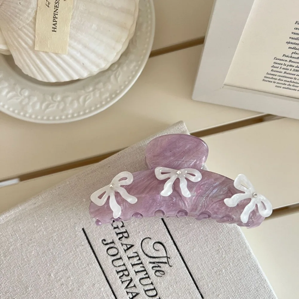 

Cute Rhinestone Bow Hair Claw Ballet Barrette Bowknot Hair Clip Korean Style Headwear Acetic Acid Shark Clip Female