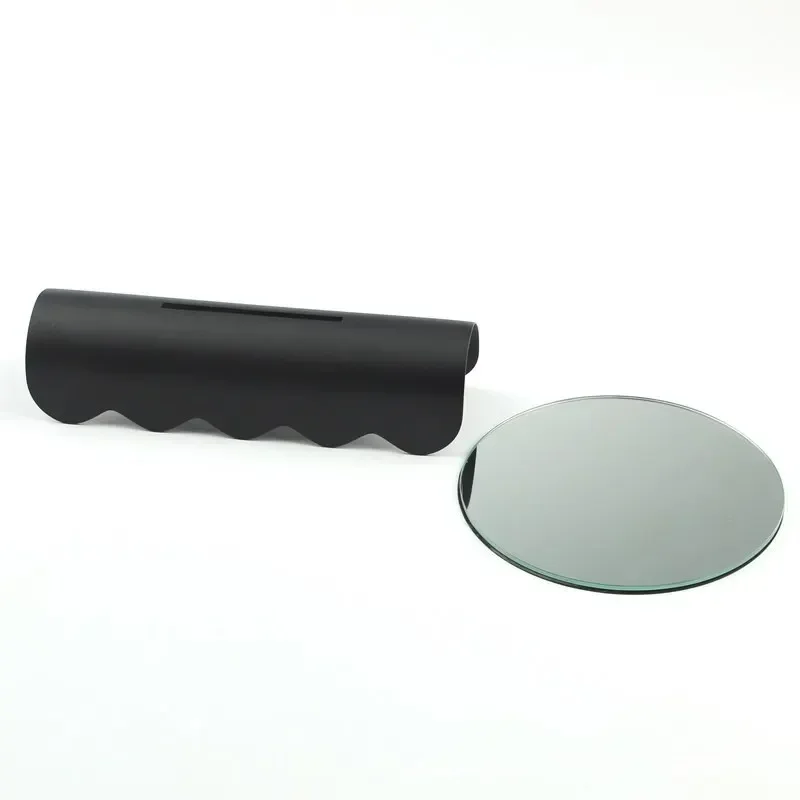 Danish minimalist, modern Memphis style countertop decoration, embedded hotel mirror