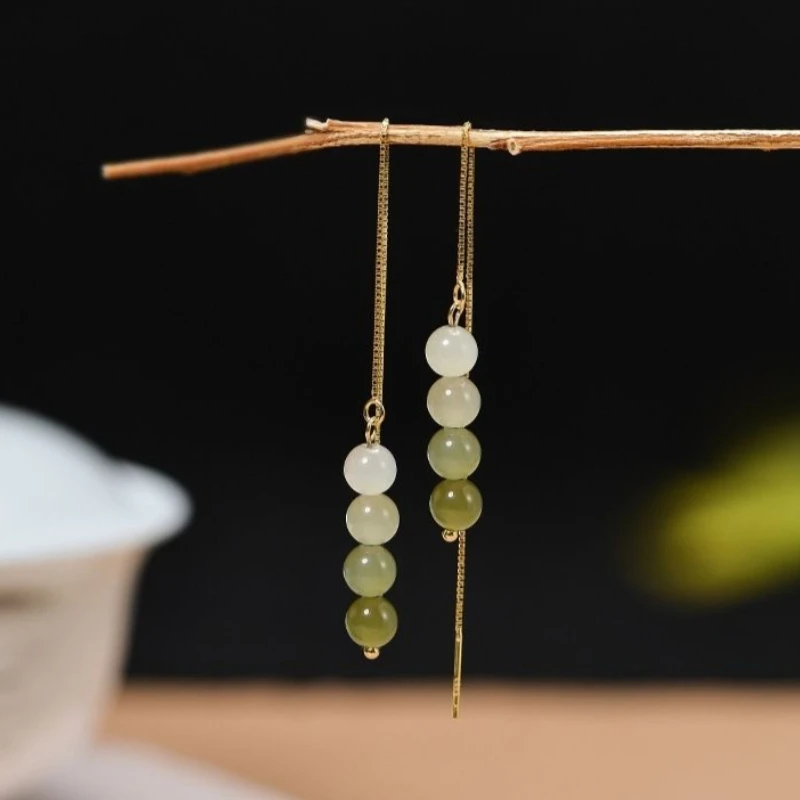 New Gradual Change of Color Antique Simple Temperament Long Earrings