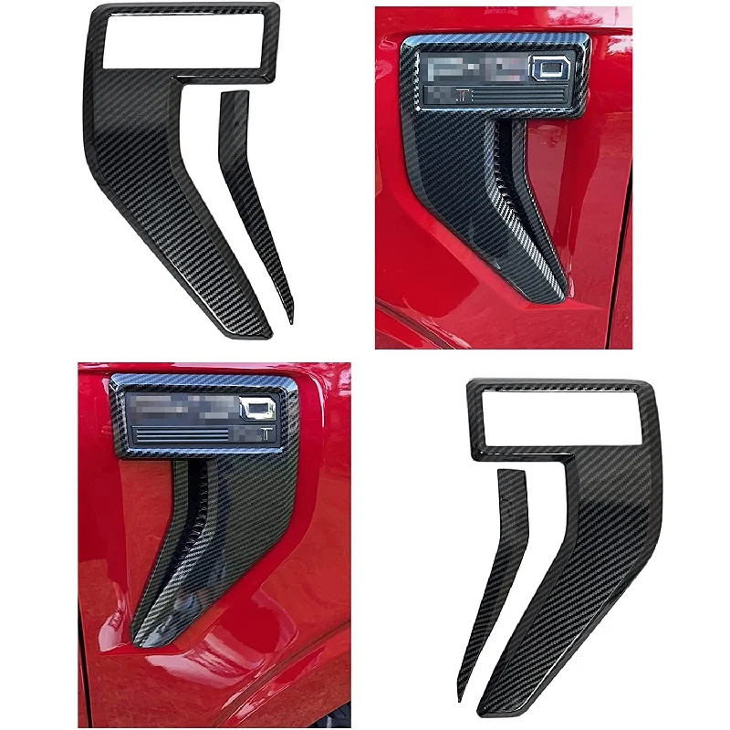 Car Front Fender Side Vent Cover Trim Carbon Fiber ABS For Ford F150 2021 2022 Car Stying Accessories