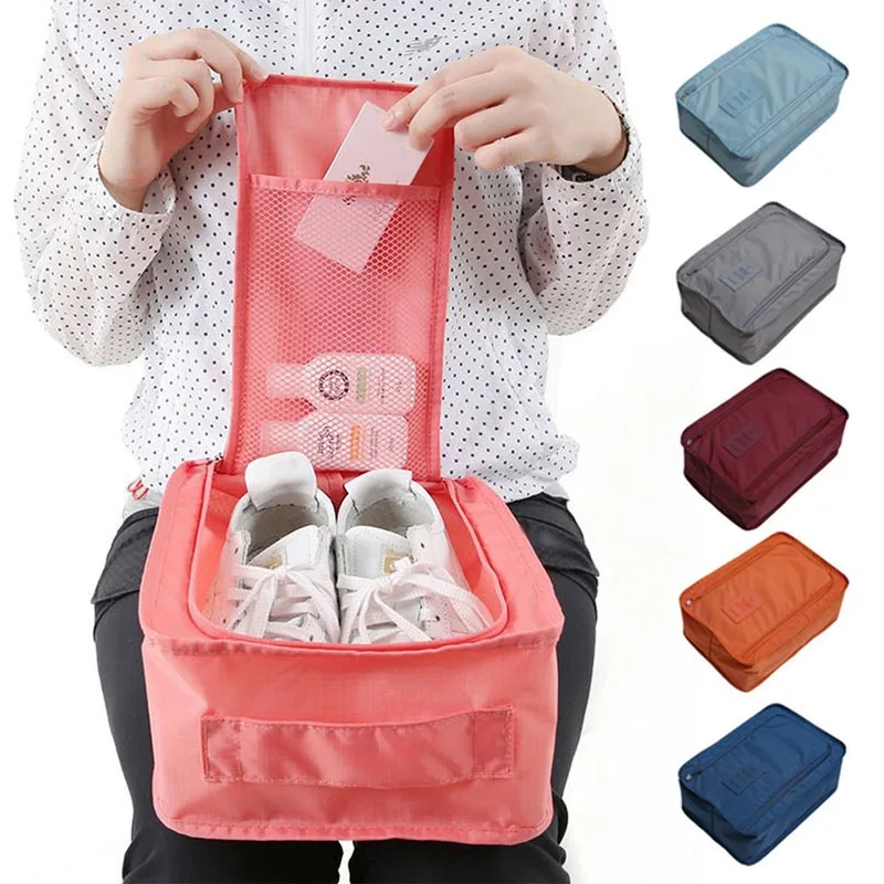 Portable Waterproof Shoes Organizer Storage Bag Pouch Pocket Packing Cubes Handle Nylon Zipper Bag For Travel Accessories