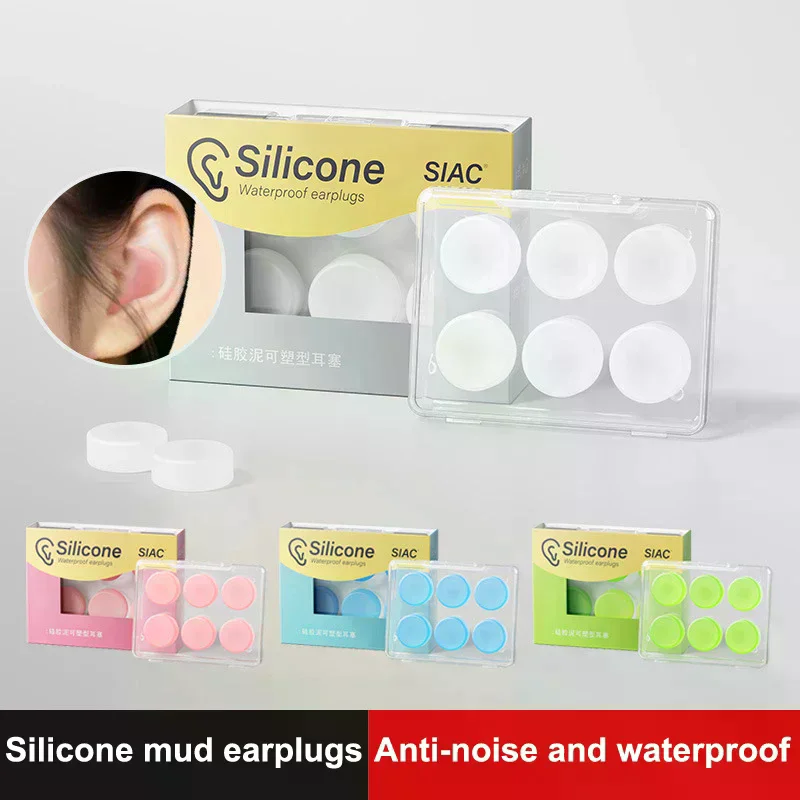 

6 Pcs Silicone Ear Plugs Reusable Earplugs For Sleeping Swimming Traveling Working Studying Noise Reduction Flexible Ear Plugs