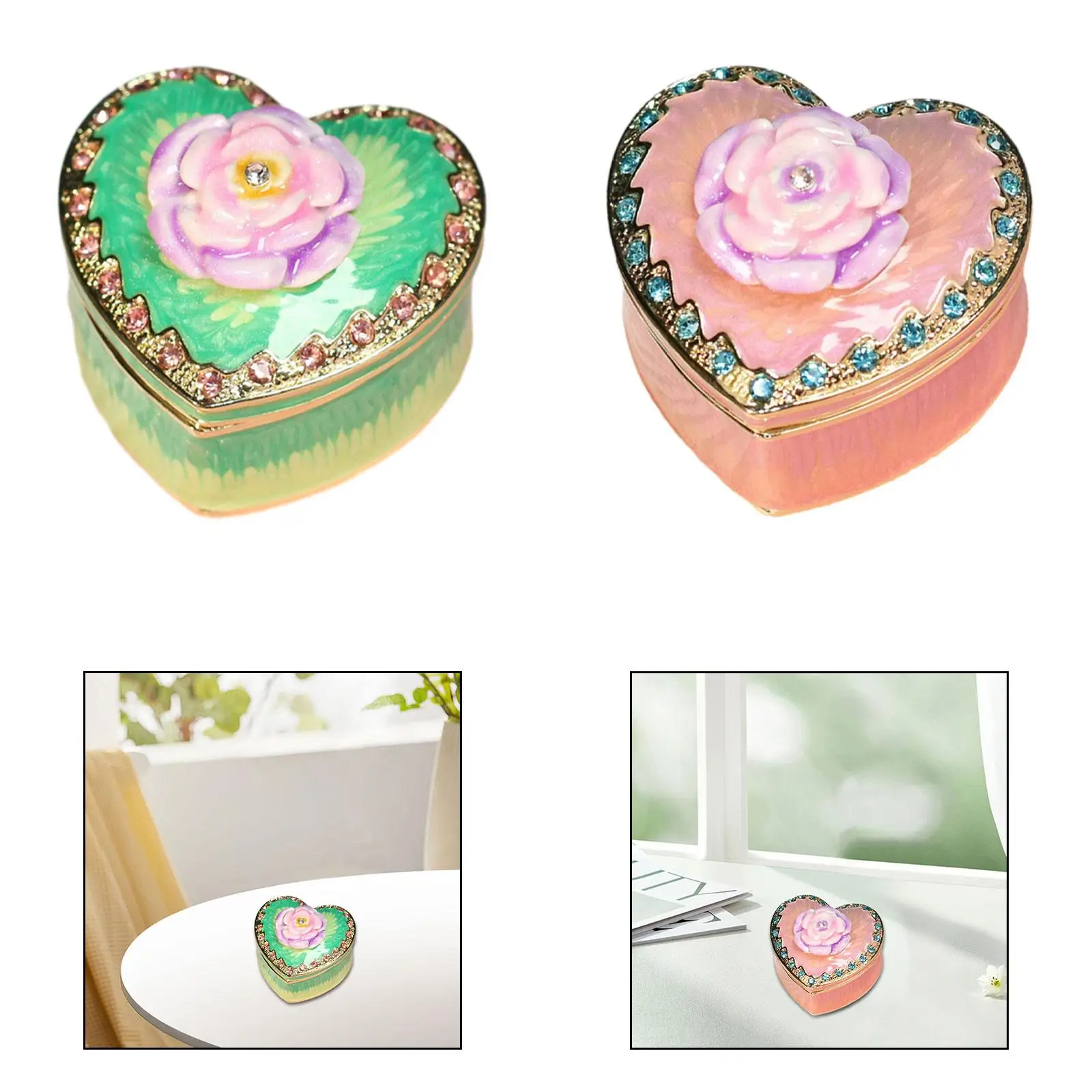 

Heart Shape Jewelry Box Trinket Box Collectible Gift Decorative Creative Jewelry Organizer Trinket Holder Case for Necklaces