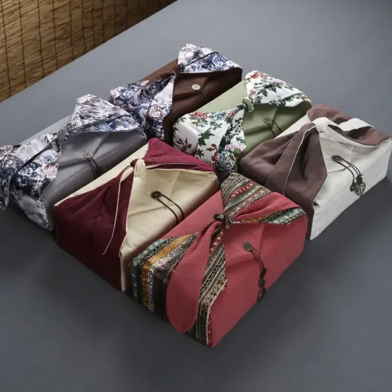 

Portable Outdoor Travel Camp Teaware Storage Bag Handmade Linen Cloth Quick Cup Tea Cozies Handbag For Teapot Tea Tray