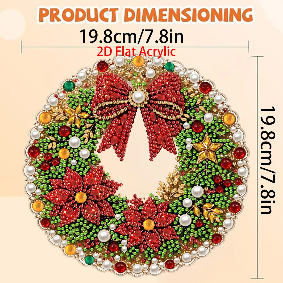 2D flat diamond painting kit for Christmas pattern acrylic hanging decorations, 3D mixed size pearl crafts, holiday window and w