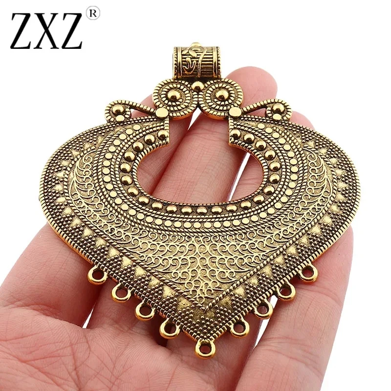 2pcs Bohemia Large Heart Connector Charms Pendants for DIY Necklace Jewelry Making Findings 85x74mm