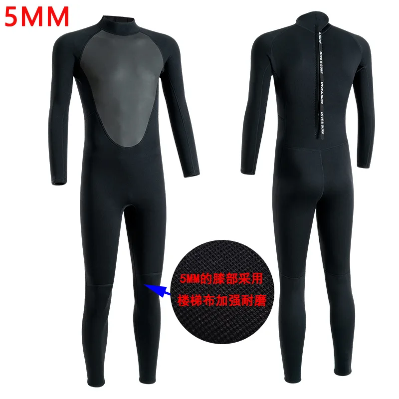 Men Wetsuit Neoprene Wet Suits 5mm Full Body Long Sleeves Back Zipper One-piece Full Swimsuit for Scuba Diving Swimming Surfing