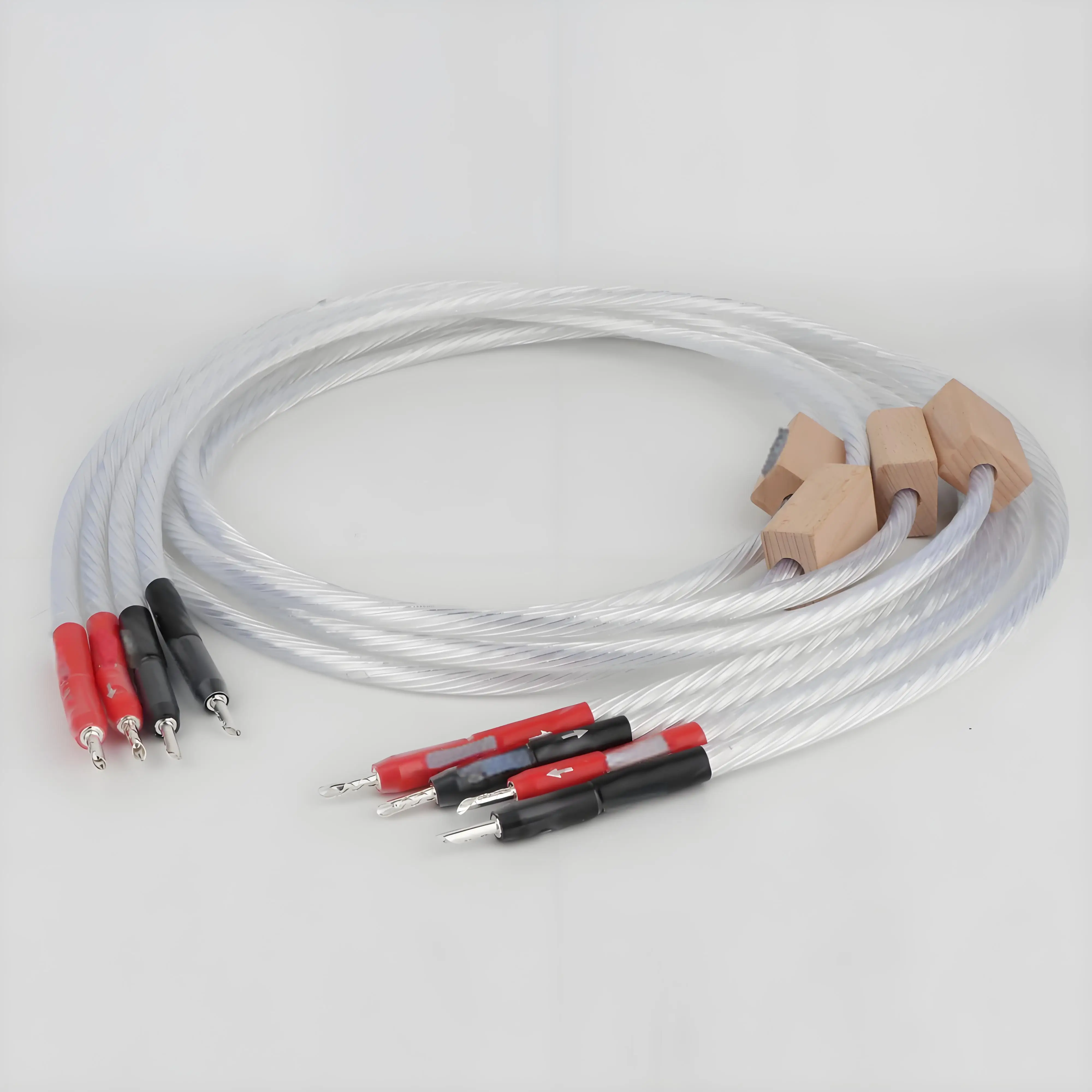 高品質銀メッキ OFC スピーカーケーブルコード Hifi オーディオスピーカー相互接続ケーブル銀メッキコネクタ付き