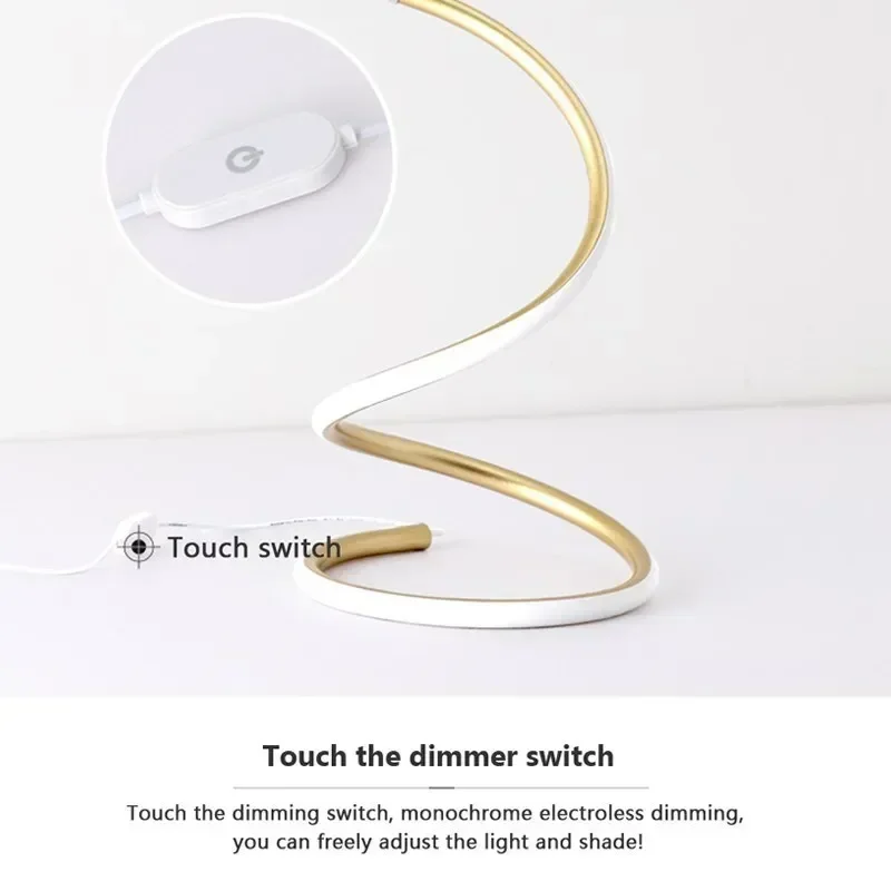 Modern LED Table Lamp Minimalist Black Gold Line USB Decor Light For Bedroom Bedside Study Living Room Indoor Lighting Fixtures