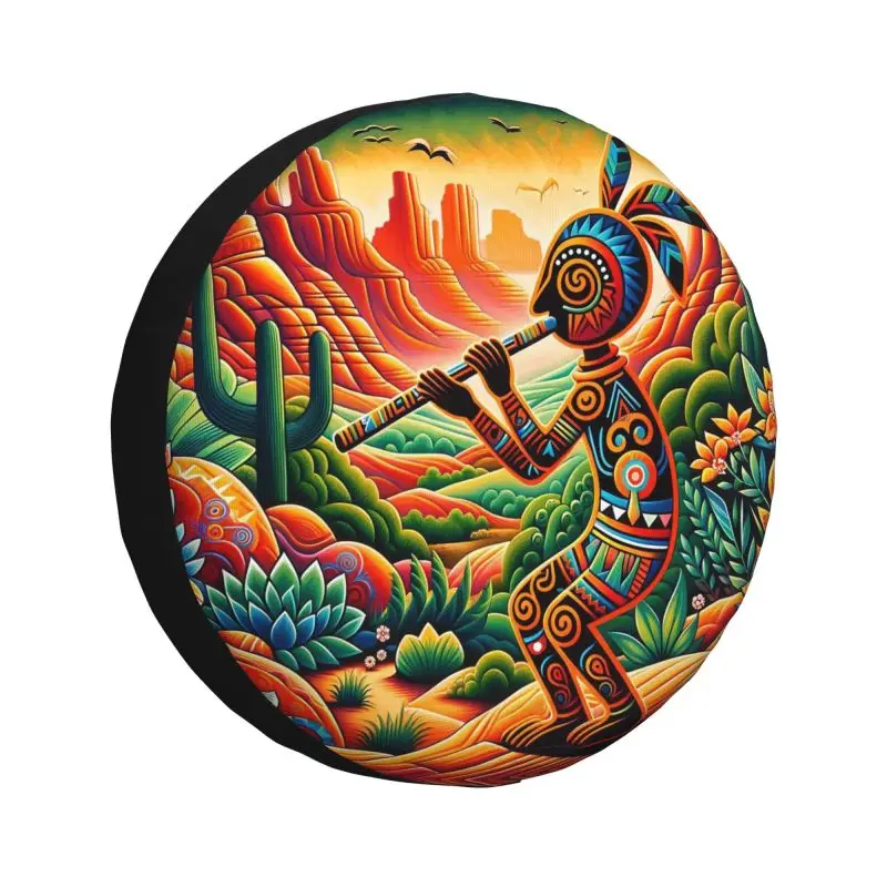 

Custom African Tribal Kokopelli Spare Tire Cover for Jeep Hummer SUV RV 4x4 Car Wheel Protectors Accessories 14" 15" 16" 17 Inch