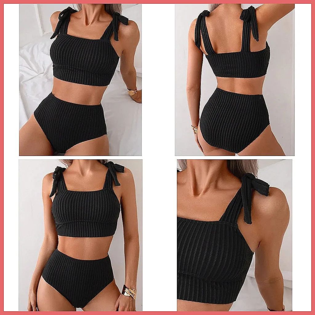 

Sexy Black Brazilian Bikini Set for Women, Summer Beach Swimwear Two Piece Bathing Suit (Character Count: 74)