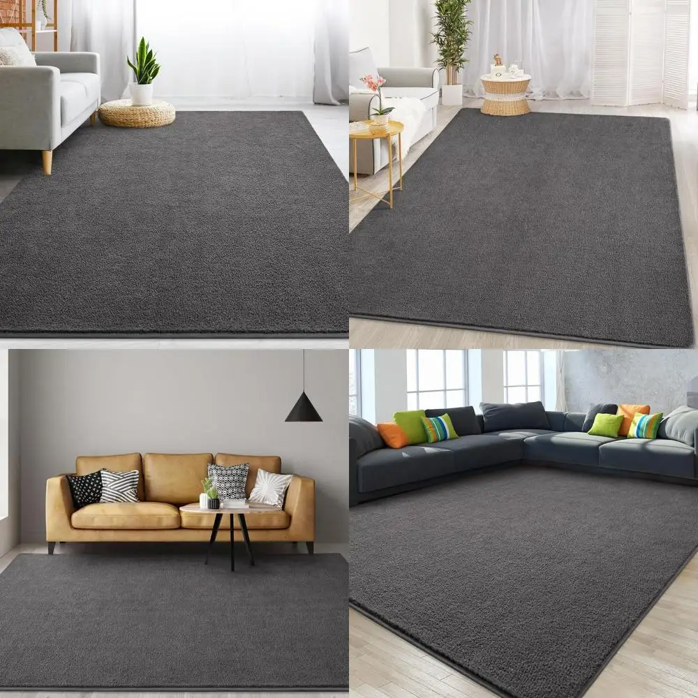 

5x8 ft Grey Thickened Memory Foam Indoor Minimalist Area Rugs for Living Room, Bedroom, and Nursery - Non-Slip Comfortable Carpe
