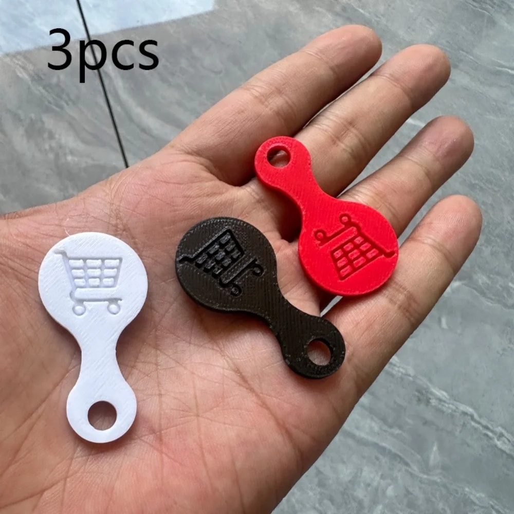 3Pcs Shopping Cart Token Keychain, 3D Plastic Trolley Unlock Tool, Compact Reusable Supermarket Accessory