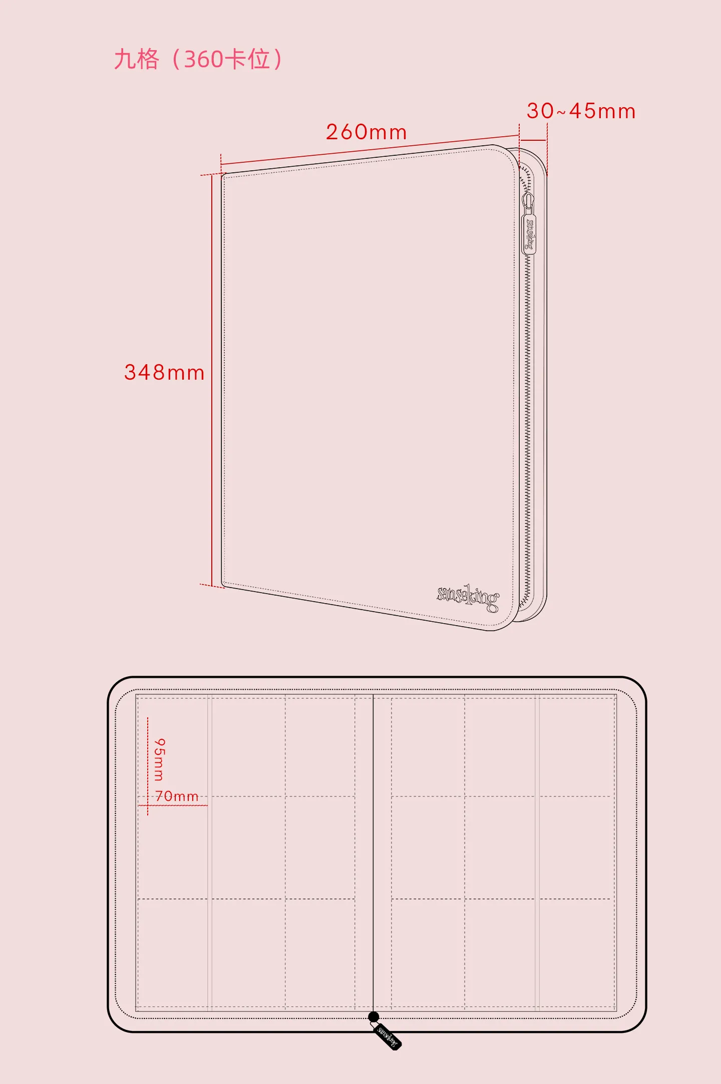 For PTCG Premium Zipper 4 9 12 Pocket PU Card Binder Aesthetic Pink White Album Trading Card Collection Fan Photo Storage Folder