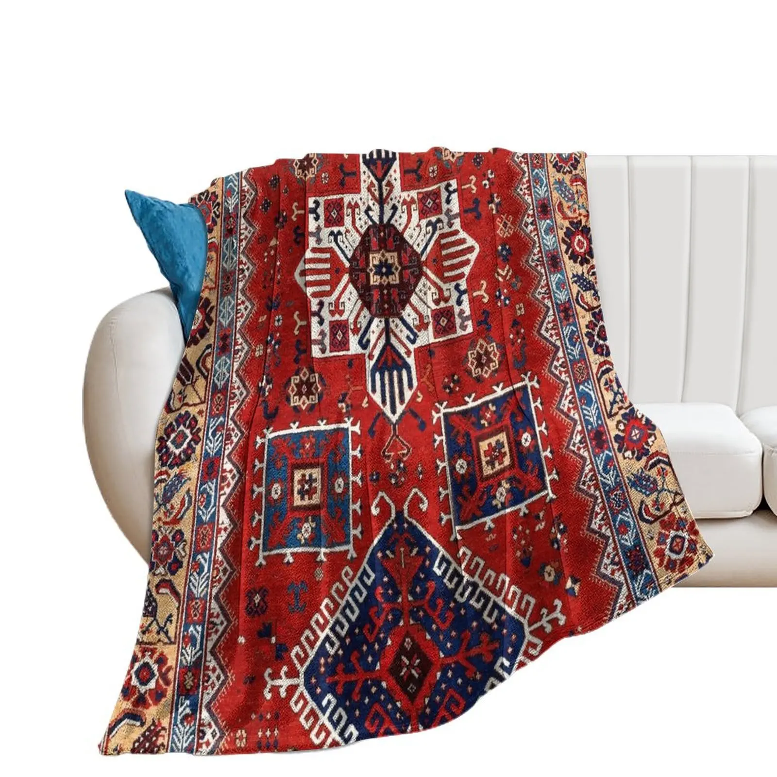 

Sivas Central Anatolian Rug Print Throw Blanket warm for winter Moving Weighted Plaid Blankets