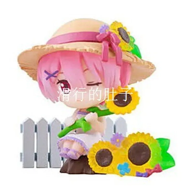 Bandai Re:Zero Figure Keychain Badge Set Vol.7 Emilia Rem Ram Collectible Anime Gacha Capsule Toy Birthday Gift For Fans