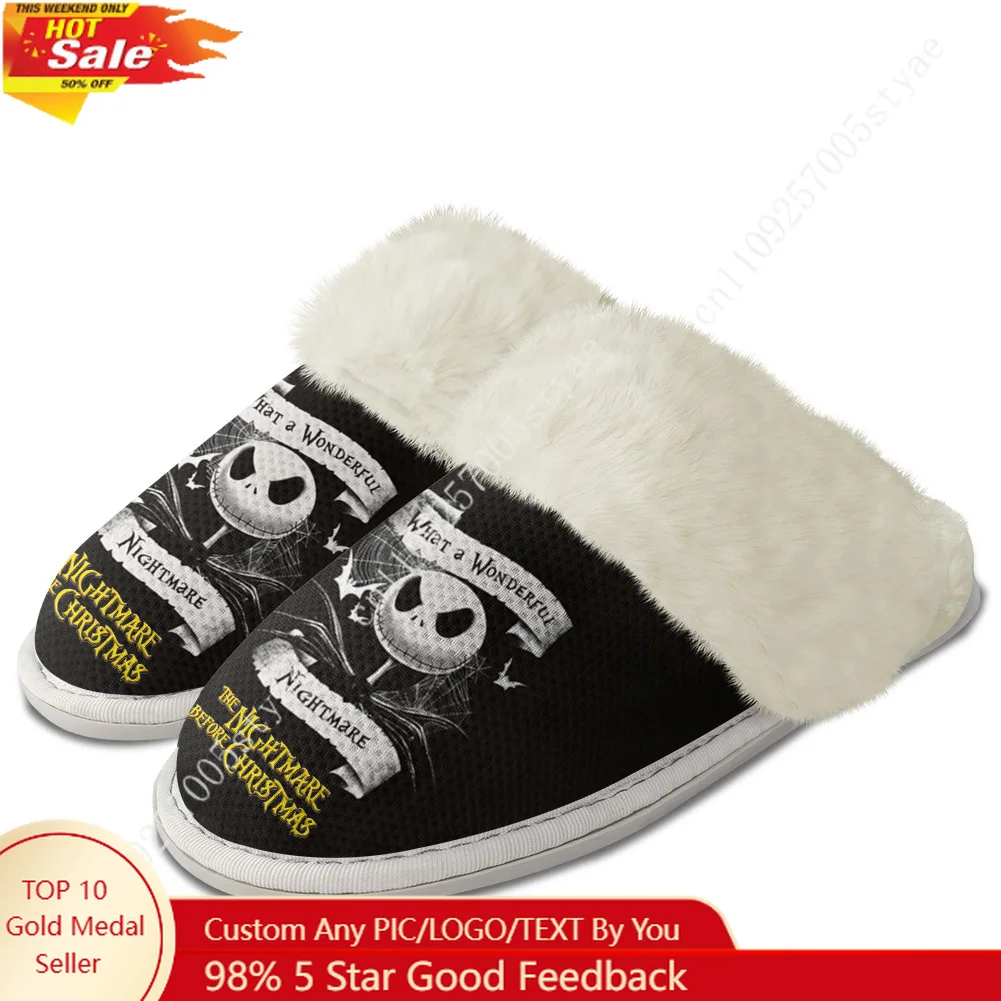 

Disney The Nightmare Before Christmas Plush Slippers Keep Warm Shoes Mens Womens Home Cotton Bedroom Warm Slipper Custom Shoes
