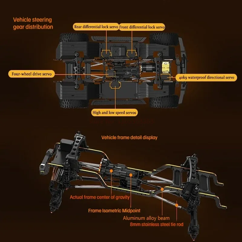 Riaario Croboll Mk07 RC Car1/7 Off-Road Climbing Vehicle With High And Low Speed Front Rear Differential Lock Transmission