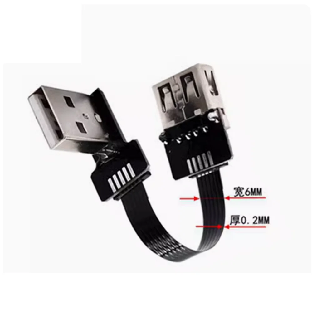 Ultra thin USB 2.0 high-speed male to female elbow computer extension right angle 90 degree vehicle flat data connection cable