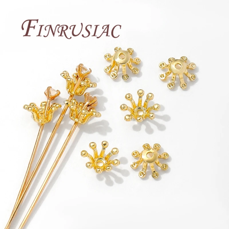 

14K Gold Plated Flower Bead Caps,Brass Bead Caps For Bracelets Making,DIY Jewelry Accessories,Caps For Beads