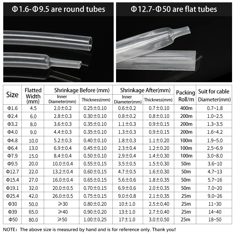 1~10m 3:1 Heat Shrink Tubing With Glue 1.6~ 50mm Transparent Double Wall Adhensive Polyolefin Sleeve Lined Wire Cable Protector