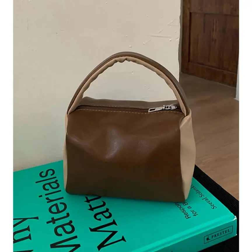 بولي PU كتلة اللون حقيبة يد المرأة 2025 جديد الخريف الشتاء الرجعية الدرجة العالية تنوعا انغلق حقيبة محمولة مربع الهاتف المحمول الحقيبة #5