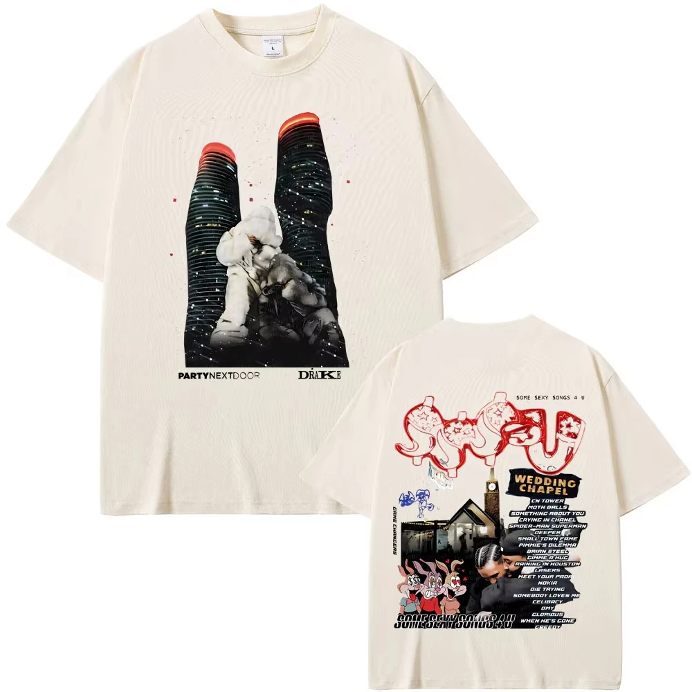 Rapper PARTYNEXTDOOR & Drake Some Sexy Songs 4 U SSS4U 2025 Double Sided Print T Shirts Men Fashion Hip Hop Oversized T-shirts