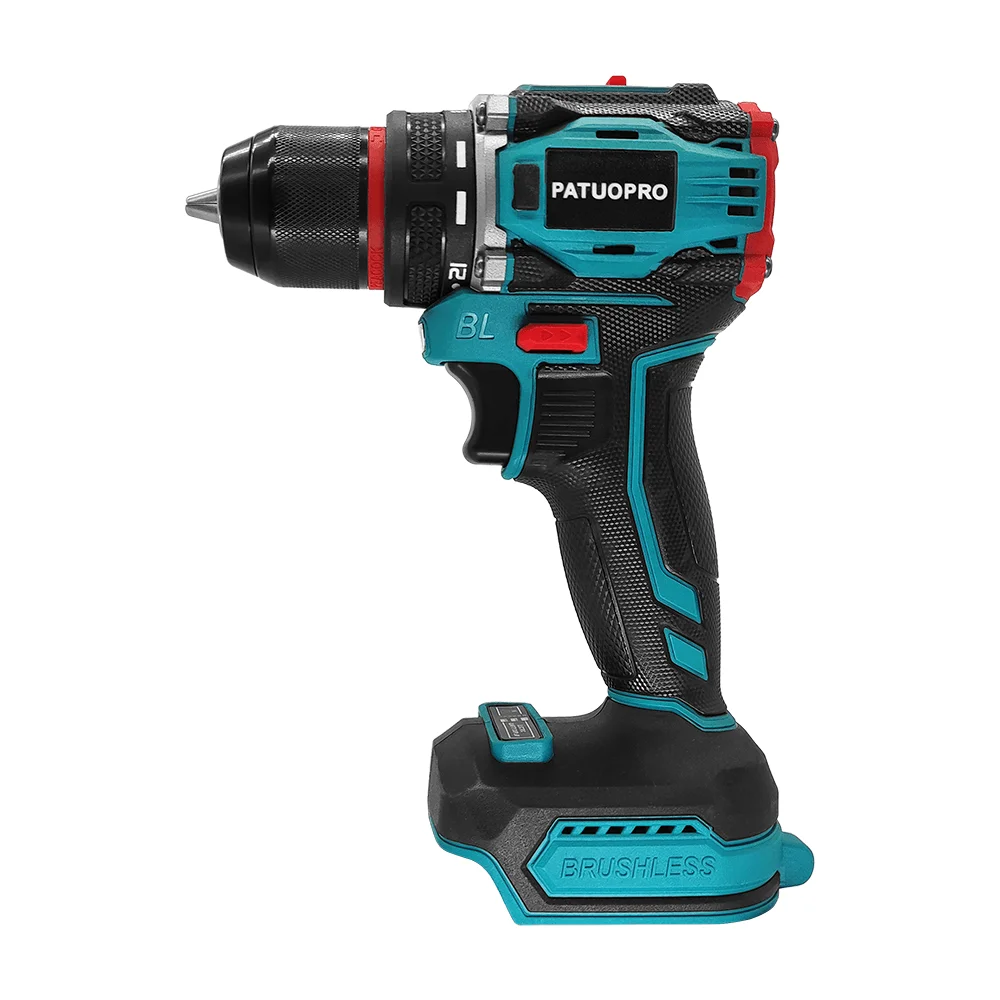 10mm Brushless 2-Speed Electric Drill Cordless Drill Screwdriver Metal Chuck Drill Power Tool For Makita 18V Battery（No Battery）