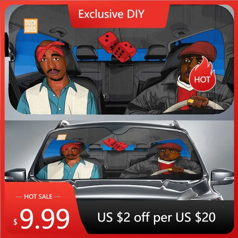 

Tupac Biggie Smalls Car Sun Shade For Window Shield Protector Hip Hop RNB Humor