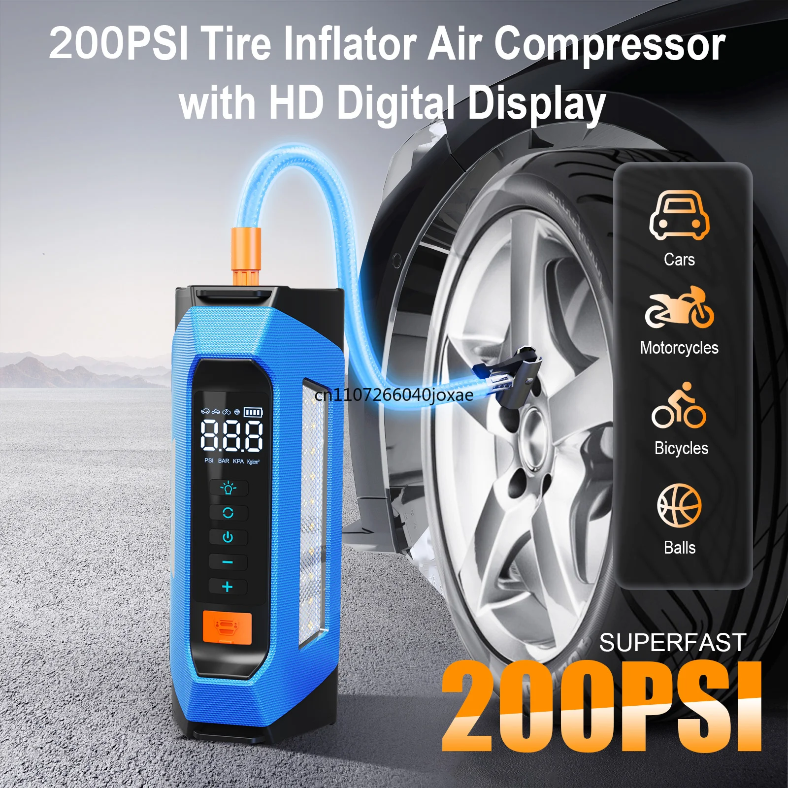 8000a Amp 200 Psi Car Jumper Multi Function 12v Battery Booster Capacitor Auto Compressor Power Bank Jump Starter With Air Pump