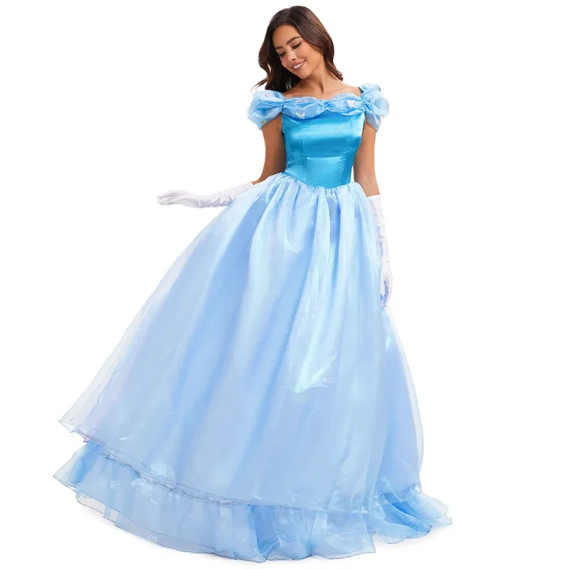 Disney Prinzessin blau Kleid Bühne Performance Kostüme setzt Halloween Schnee wittchen Cosplay Kostüme Aschenputtel Cosplay Kostüme