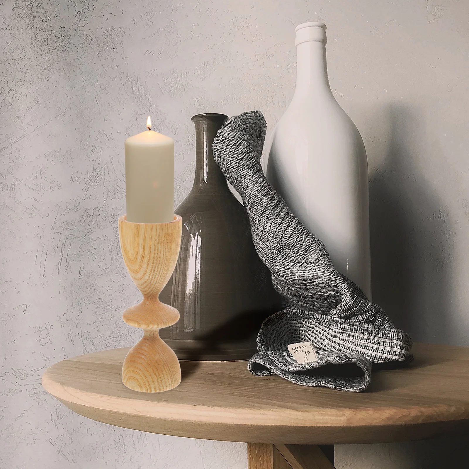 

1pcs Wooden Taper Holder Tealight Stand Votive Pillar Decorative Table Centerpiece For Bedroom Living Room Bathroom