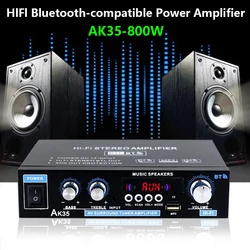 AK35 800W Home Power Amplifiers 2 Channel Bluetooth 5.0 Surround Sound FM USB Remote Control Mini HIFI Digital Amplifier Stereo