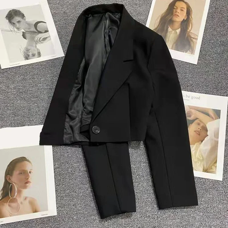 Neue Mode kurz geschnittene weiße Blazer Frauen Herbst Single Button Büro Blazer Frau koreanische Langarm kurze Jacken Damen