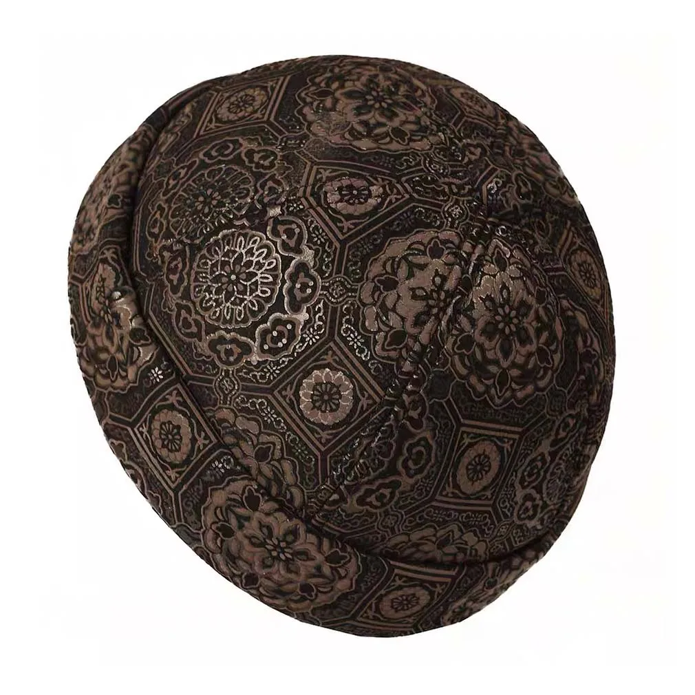 Retro Real Leather Hat Chinese Print Hat Sheepskin Cap Brimless Hat Warm Round Male Caps Fashion Winter and Autumn Luxury Hats