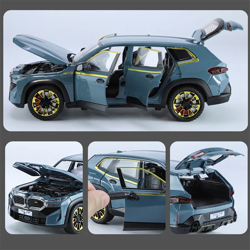 1:24 BMW XM SUV Alloy Sports Car Model Diecasts Metal Racing Car Model High Simulation Sound and Light Collection Kids Toys Gift