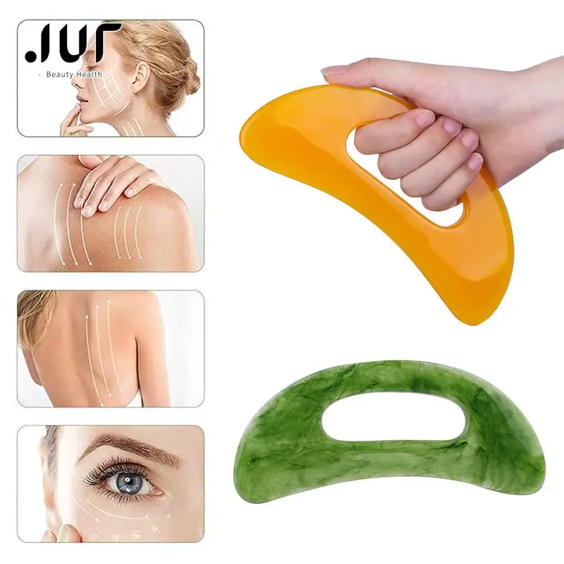 Gouache Scraper Natural Stone Gua Sha Massage Comb Head Body Meridian Scraping Reflexology Blood Circulation Jade Therapy Tools