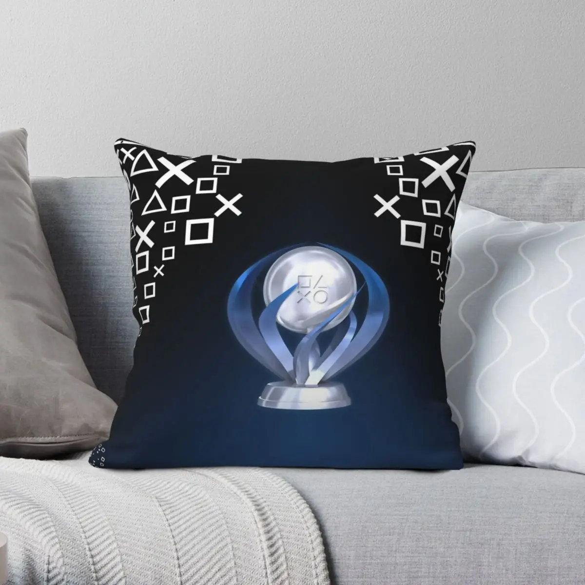 

Platinum Trophy Square Pillowcase Polyester Linen Velvet Pattern Zip Decor Bed Cushion Cover