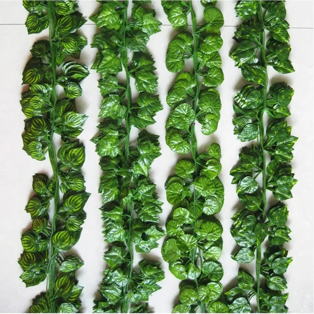 

2.1M 12Pcs Wired Ivy Leaves Garland Silk Artificial Vine Greenery for Wedding Home Office Decoratiove Wreaths 2017 New Style