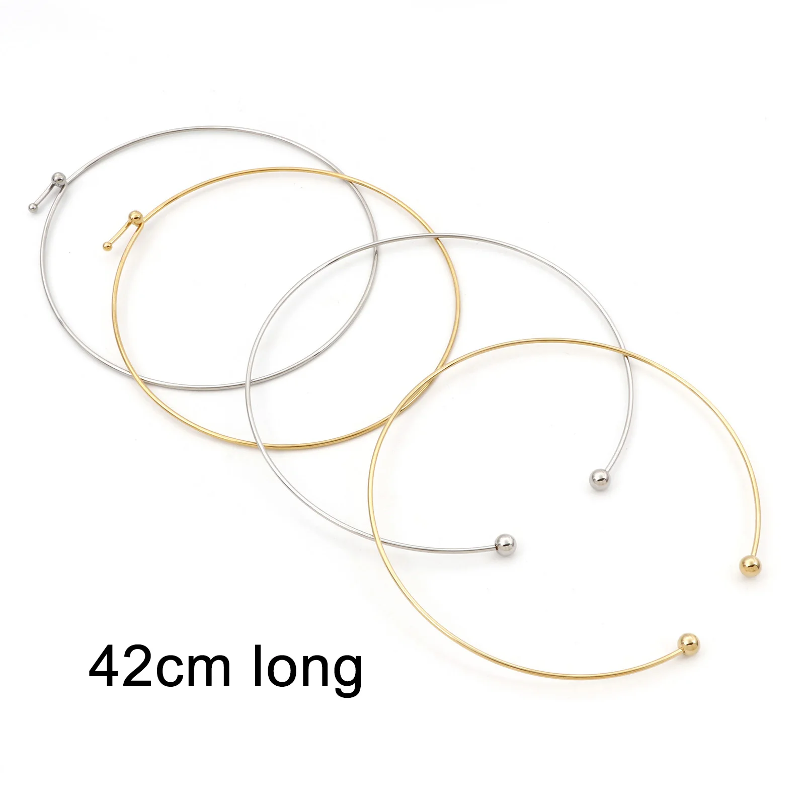 1 Piece 304 Stainless Steel Collar Neck Ring Necklace For Women DIY Necklace Making Party Jewelry Findings 42/43cm(16 7/8