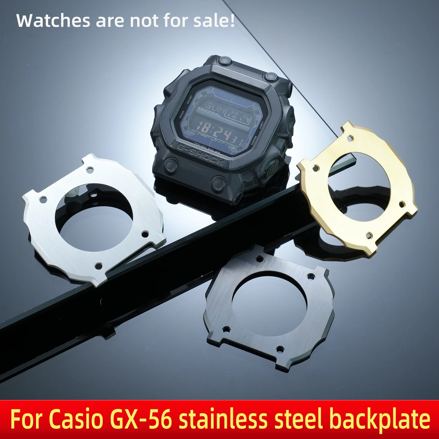 Accesorios metálicos modificados, adecuados para la placa trasera de acero inoxidable Casio GX-56, cubierta inferior de acero inoxidable para hombre gx56bb