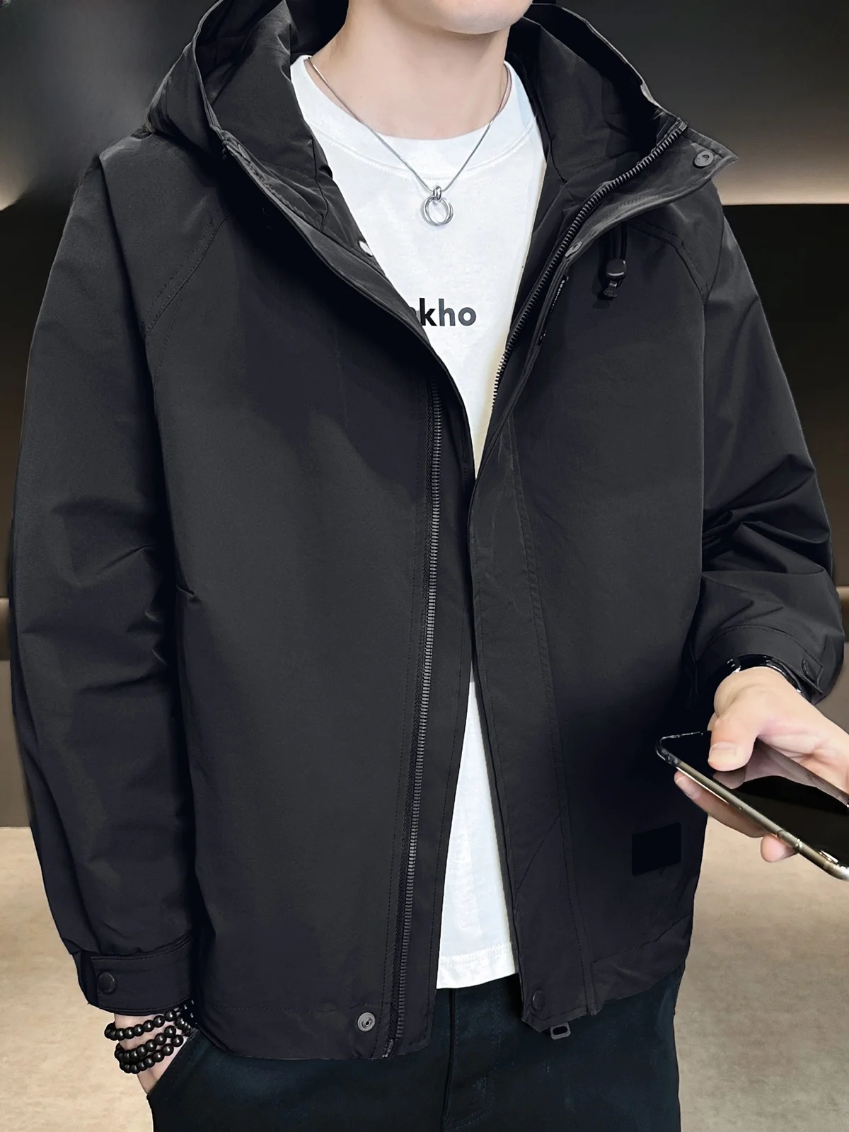 

Men's Soft ell Jaet Outdoor Sport Coat Autumn 2025 Hooded Tee-Proof Jaet Loose Fit Long Sve Youth Faion