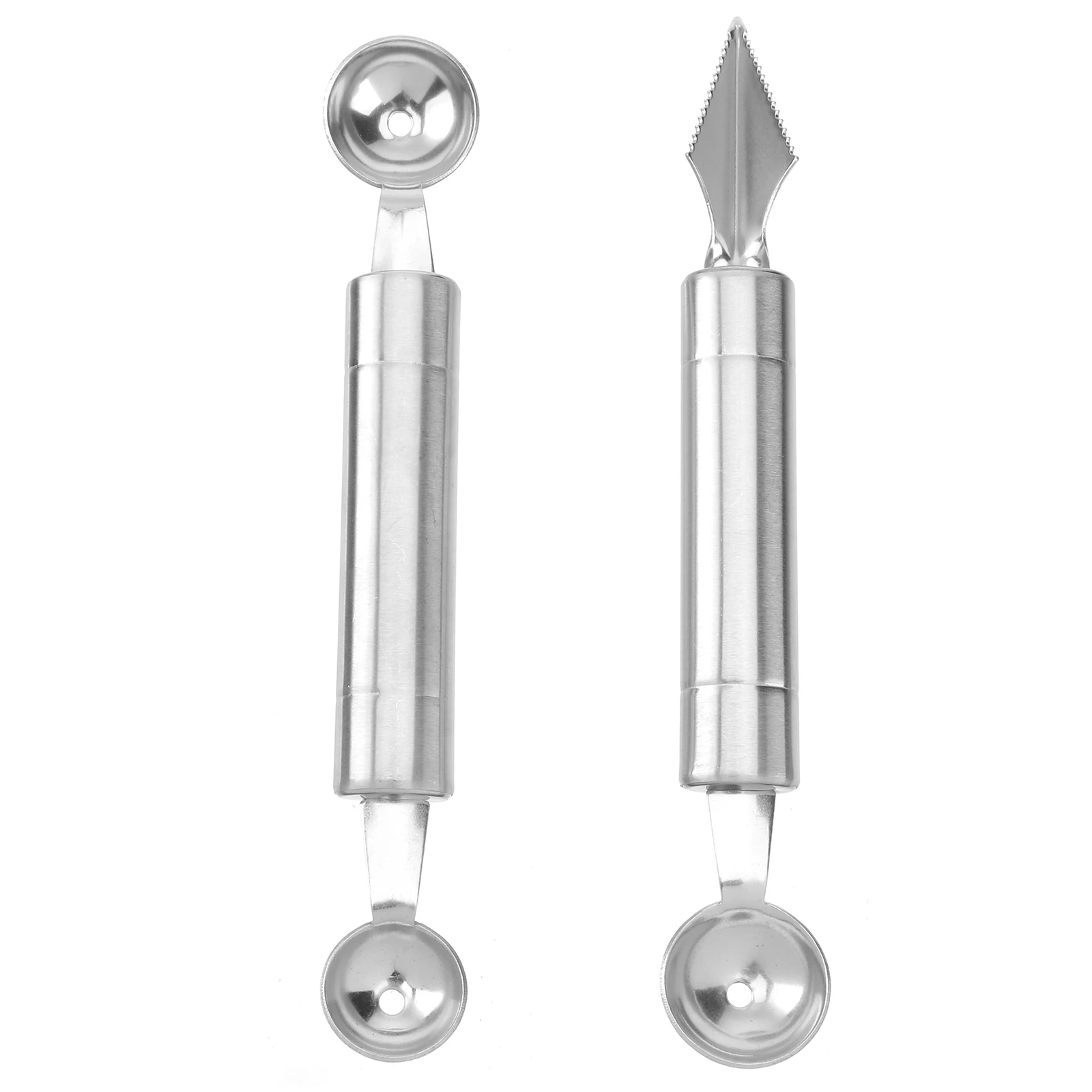 

2pcs Fruit Scoop Stainless Steel Carving Tool Spoon Melon Ball Maker Vegetables Ice Cream Kitchen