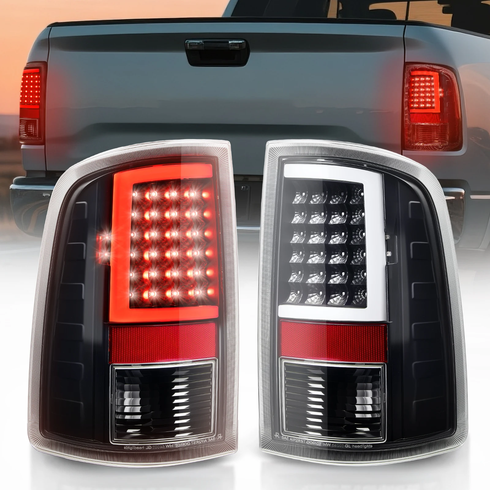 

LED Tail Lights Assembly for Dodge Ram 1500 2500 3500 2009-2018 LED C-Tube Tail Lamps Driving Turn Signal Brake Lamp Accessories