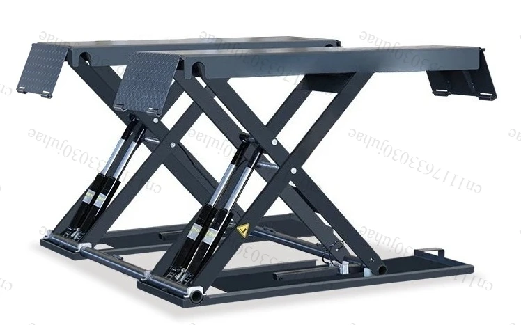 Ultra low profile mid-level scissor lift hydraulic cylinder automatic lifting reinforced steel arm