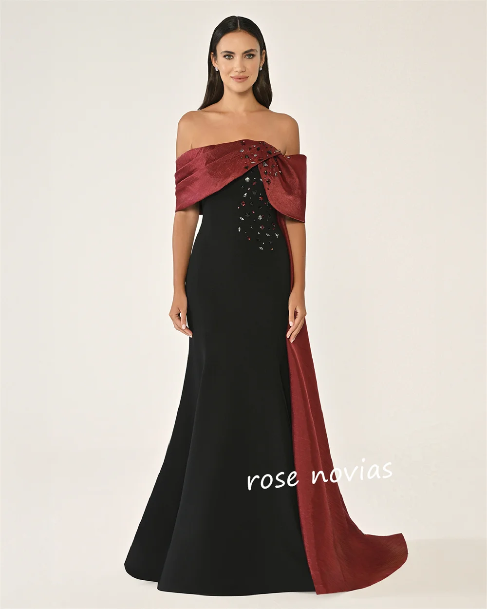 تخصيص جيرسي مطرزة الديكور خارج على الكتف البوق فساتين طويلة مناسبة مخصصة مساء رسمي رائع #2